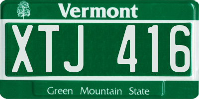 VT license plate XTJ416