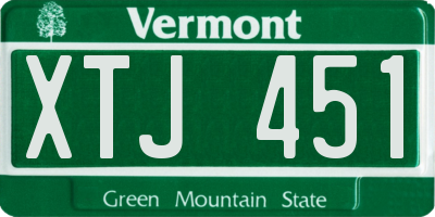 VT license plate XTJ451