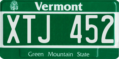 VT license plate XTJ452
