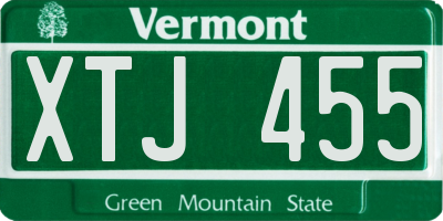 VT license plate XTJ455