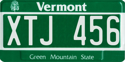 VT license plate XTJ456