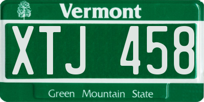 VT license plate XTJ458