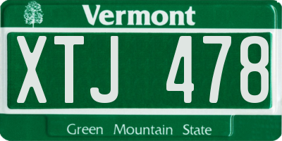 VT license plate XTJ478