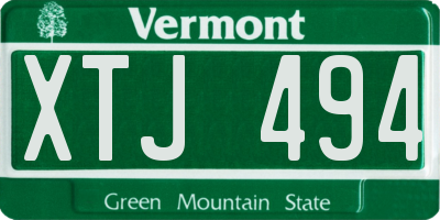 VT license plate XTJ494