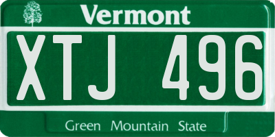 VT license plate XTJ496