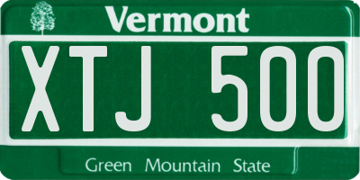VT license plate XTJ500