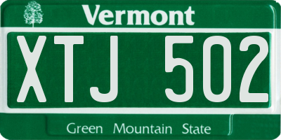 VT license plate XTJ502