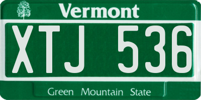 VT license plate XTJ536