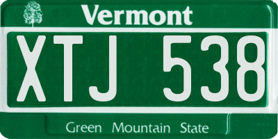 VT license plate XTJ538