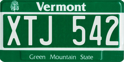 VT license plate XTJ542