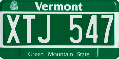VT license plate XTJ547