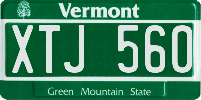 VT license plate XTJ560