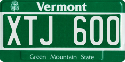 VT license plate XTJ600