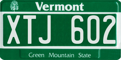VT license plate XTJ602