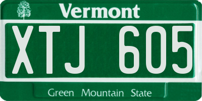 VT license plate XTJ605