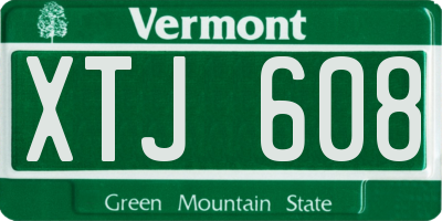VT license plate XTJ608