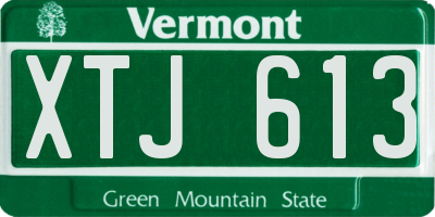 VT license plate XTJ613