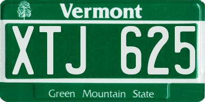 VT license plate XTJ625