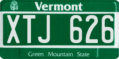 VT license plate XTJ626