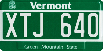 VT license plate XTJ640