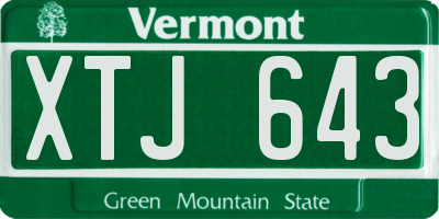 VT license plate XTJ643