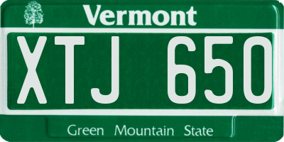 VT license plate XTJ650