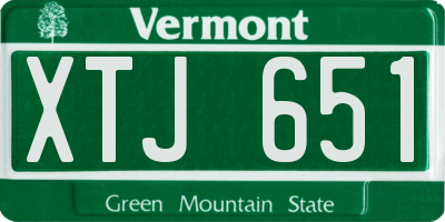 VT license plate XTJ651