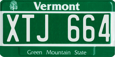 VT license plate XTJ664