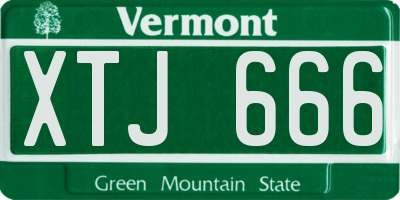 VT license plate XTJ666