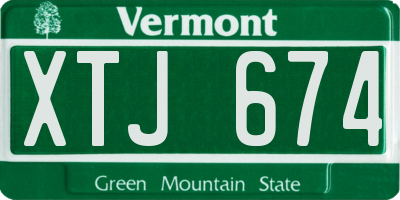 VT license plate XTJ674