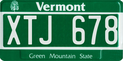 VT license plate XTJ678