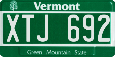 VT license plate XTJ692