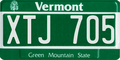VT license plate XTJ705