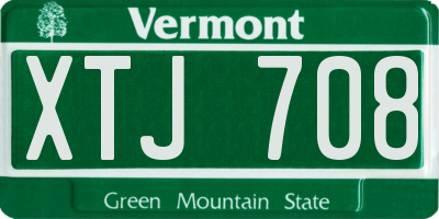 VT license plate XTJ708