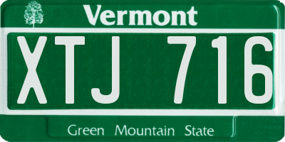 VT license plate XTJ716
