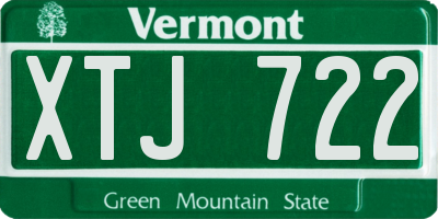 VT license plate XTJ722