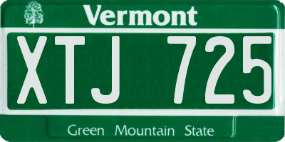 VT license plate XTJ725