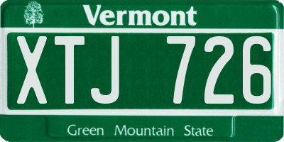 VT license plate XTJ726
