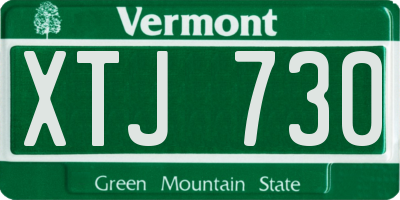 VT license plate XTJ730