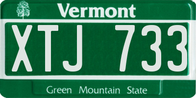 VT license plate XTJ733