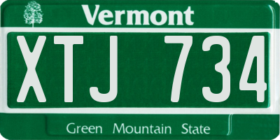VT license plate XTJ734