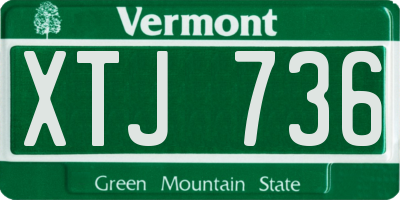 VT license plate XTJ736