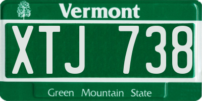 VT license plate XTJ738