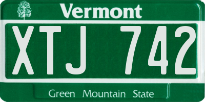 VT license plate XTJ742