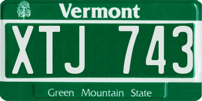 VT license plate XTJ743