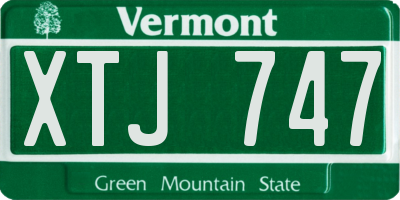VT license plate XTJ747