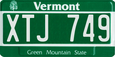 VT license plate XTJ749