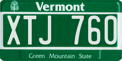 VT license plate XTJ760