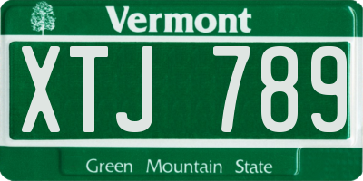 VT license plate XTJ789