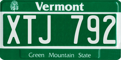 VT license plate XTJ792